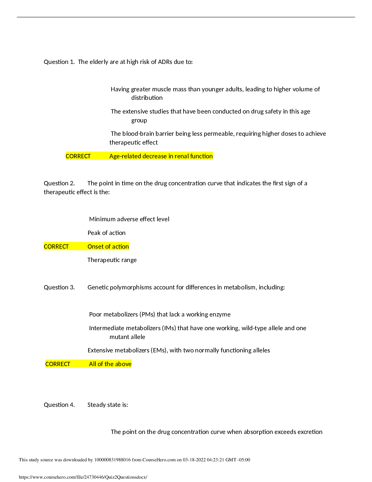 Preview of NSG6005 / NSG6005 PHARM WEEK 2 QUIZ LATEST (2021) GRADED A